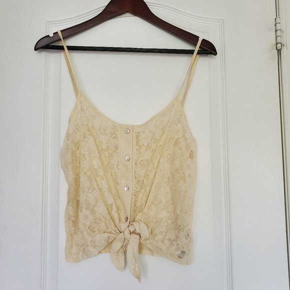 Forever 21 Tops - F21 Cream Knot Crop Top